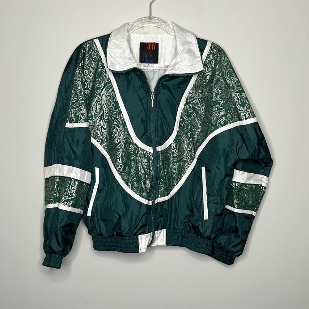 New York classics vintage retro forest green windbreaker